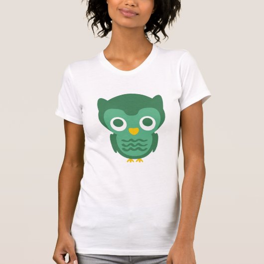Cute Green and Yellow Cartoon Owl 2 T-shirt (Voorkant)