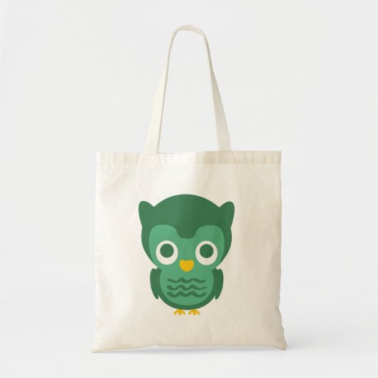 Cute Green and Yellow Cartoon Owl 2 Tote Bag (Voorkant)