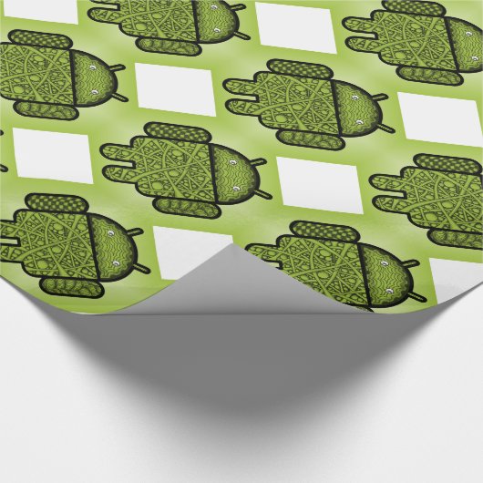 Cute Green Android Robot Cadeaupapier (Hoek)