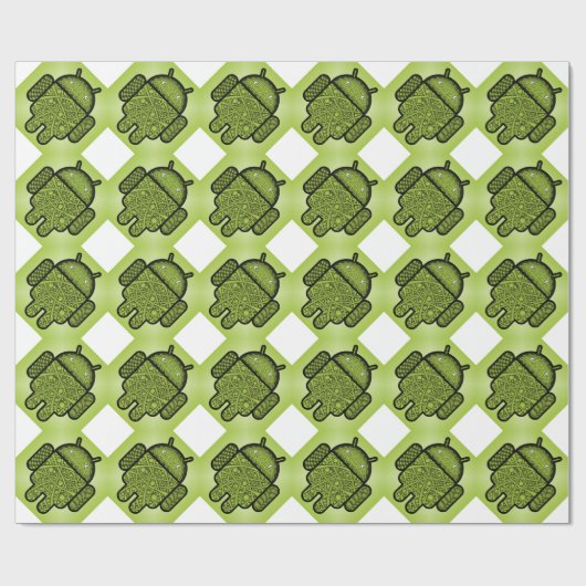 Cute Green Android Robot Cadeaupapier (Vlak)