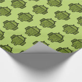 Cute Green Android Robot Wrapping Paper Cadeaupapier (Hoek)