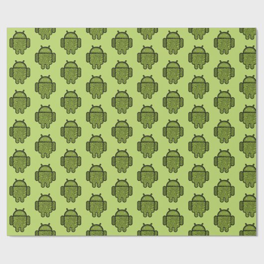 Cute Green Android Robot Wrapping Paper Cadeaupapier (Vlak)