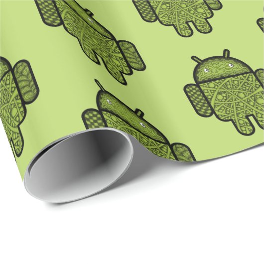 Cute Green Android Robot Wrapping Paper Cadeaupapier (Rol Hoek)
