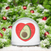 Cute Green Avocado Cartoon In Red Heart Sneeuwbol (Kerstmis)