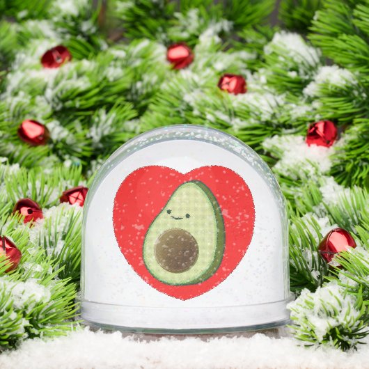 Cute Green Avocado Cartoon In Red Heart Sneeuwbol