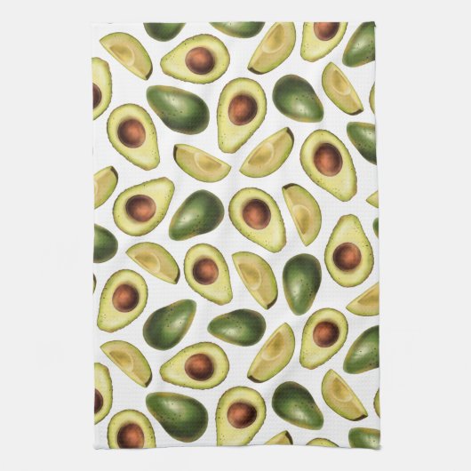 Cute Green Avocado en Avocado Slices Theedoek (Verticaal)