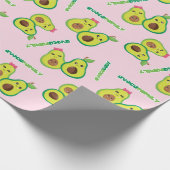 Cute Green Avocado Family op Paars Cadeaupapier (Hoek)