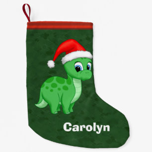 Cute Green Baby Dinosaur met Santa Hat Kleine Kerstsok
