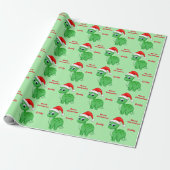 Cute Green Baby Dinosour met Santa Hat Cadeaupapier (Uitgerold)