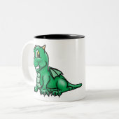 Cute Green Baby Dragon Tweekleurige Koffiemok (Voorkant links)