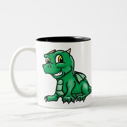 Cute Green Baby Dragon Tweekleurige Koffiemok (Links)