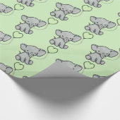 Cute Green Baby Elephant Pattern Wrapping Paper Cadeaupapier (Hoek)