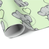 Cute Green Baby Elephant Pattern Wrapping Paper Cadeaupapier (Rol Hoek)