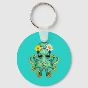 Cute Green Baby Octopus Hippie Sleutelhanger
