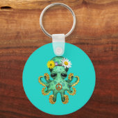 Cute Green Baby Octopus Hippie Sleutelhanger (Voorkant)