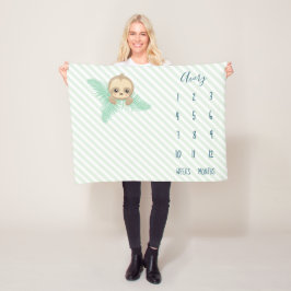 Cute Green Baby Sloth Baby Milestone Fleece Deken