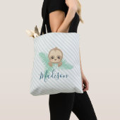 Cute Green Baby Sloth Monogram Canvas tas (Dichtbij)