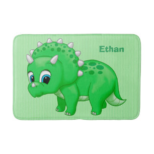 Cute Green Baby Triceratops Dinosaur Badmat