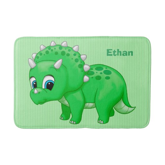 Cute Green Baby Triceratops Dinosaur Badmat (Voorkant)