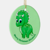 Cute Green Baby Triceratops Dinosaur Keramisch Ornament (Rechts)