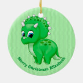 Cute Green Baby Triceratops Dinosaur Keramisch Ornament (Achterkant)