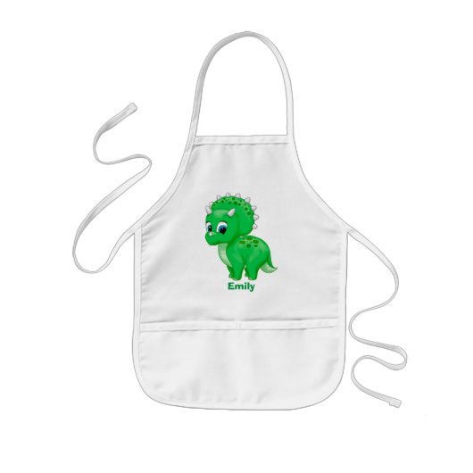 Cute Green Baby Triceratops Dinosaur Kinder Schort (Voorkant)