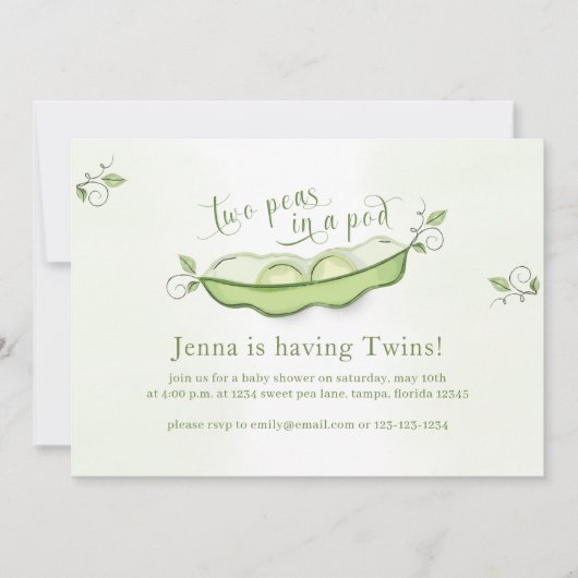 Cute Green Baby Twins Two Peas in a Pod | QR-code Kaart (Voorkant)