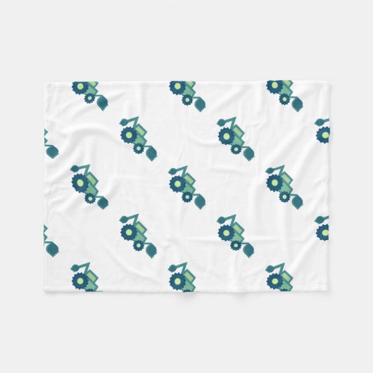 Cute Green Backhoe Funny Excavator Digger Boys Fleece Deken (Voorkant (Horizontaal))