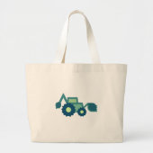 Cute Green Backhoe Funny Excavator Digger Boys Grote Tote Bag (Voorkant)