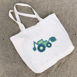 Cute Green Backhoe Funny Excavator Digger Boys Grote Tote Bag