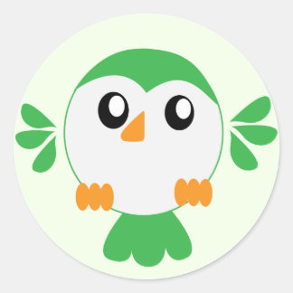 Cute Green Bird Ronde Sticker