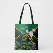 Cute Green, Black en Gold Cheerleader Design Tote Bag (Voorkant)