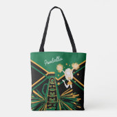 Cute Green, Black en Gold Cheerleader Design Tote Bag (Achterkant)