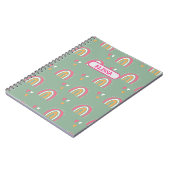 Cute Green Boho Rainbow Heart Name Persoonlijk Notitieboek (Linkerzijde)
