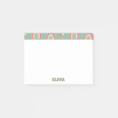 Cute Green Boho Rainbow Heart Name Persoonlijk Post-it® Notes (Voorkant)