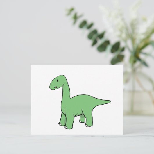 Cute Green Brontosaurus Briefkaart (Staand voorkant)