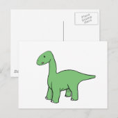 Cute Green Brontosaurus Briefkaart (Voorkant / Achterkant)