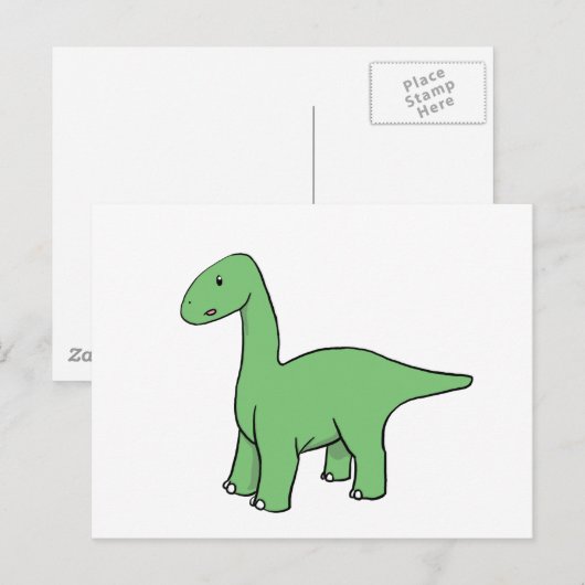 Cute Green Brontosaurus Briefkaart (Voorkant / Achterkant)