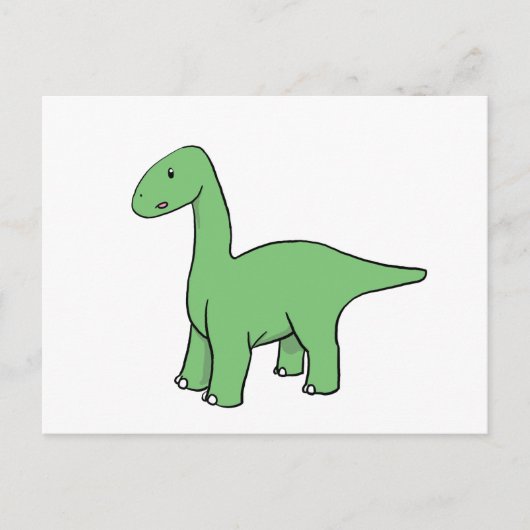 Cute Green Brontosaurus Briefkaart (Voorkant)
