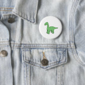 Cute Green Brontosaurus Ronde Button 5,7 Cm (In situ)