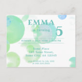 Cute Green Bubbles Kinderen Uitnodiging van Birthd Briefkaart (Achterkant)