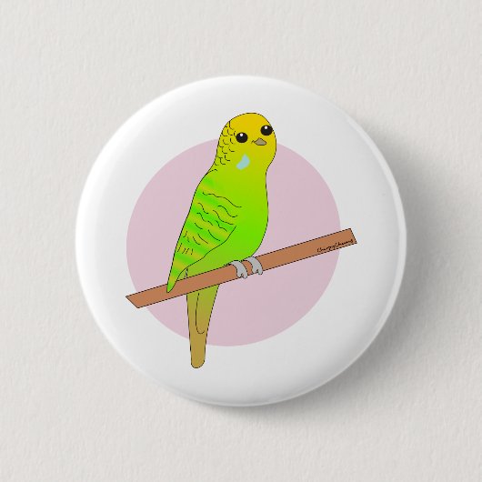 Cute Green Budgie Ronde Button 5,7 Cm (Voorkant)