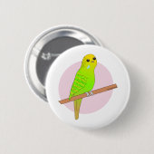 Cute Green Budgie Ronde Button 5,7 Cm (Voorkant /achterkant)