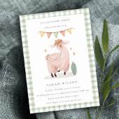 Cute Green Cactus Boho Llama Baby shower Invite Bedankkaart