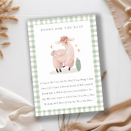 Cute Green Cactus Boho Llama boekt Baby shower Informatiekaartje