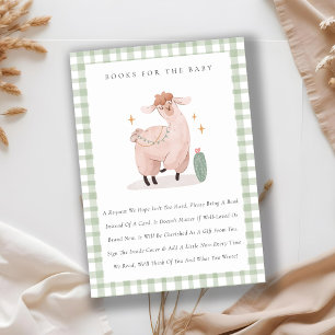 Cute Green Cactus Boho Llama boekt Baby shower Informatiekaartje
