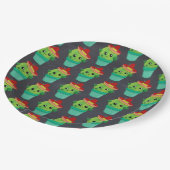 Cute Green Cactus in een Red Sombrero Pattern Papieren Bordje (Gekanteld)