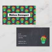 Cute Green Cactus in een Red Sombrero Pattern Visitekaartje (Voorkant / Achterkant)