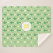 Cute Green Cactus in Yellow Pots | Monogram Sherpa Deken (Voorkant (horizontaal))