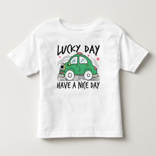 Cute Green Car Lucky Day Toddler T-Shirt (Voorkant)